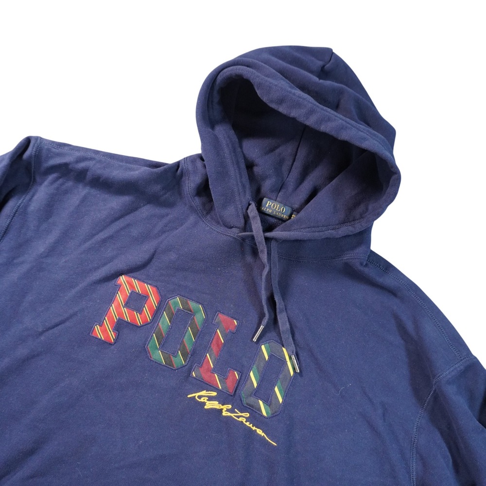 Polo Ralph Lauren Hoodie Mens 4XLT Navy Blue Plaid Logo Pullover Sweatshirt